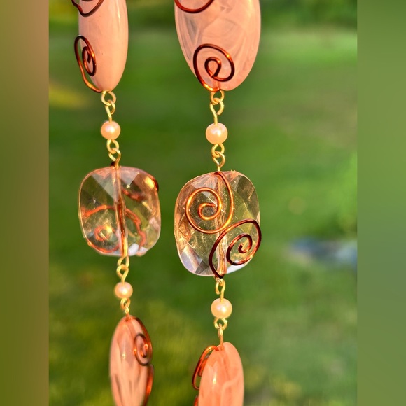Muted Blush Collection necklace with copper wire wrap beads - Picture 7 of 12